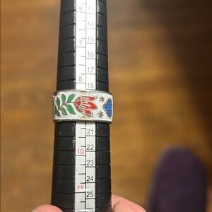 Vintage Siam Sterling White Enamel Ring Size 8